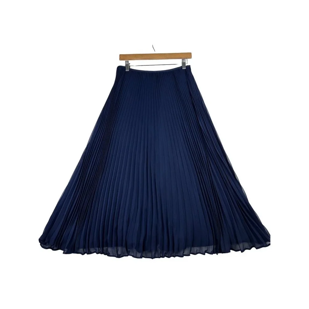 Polo Ralph Lauren Pleated Midi Skirt sz 8 Blue_4